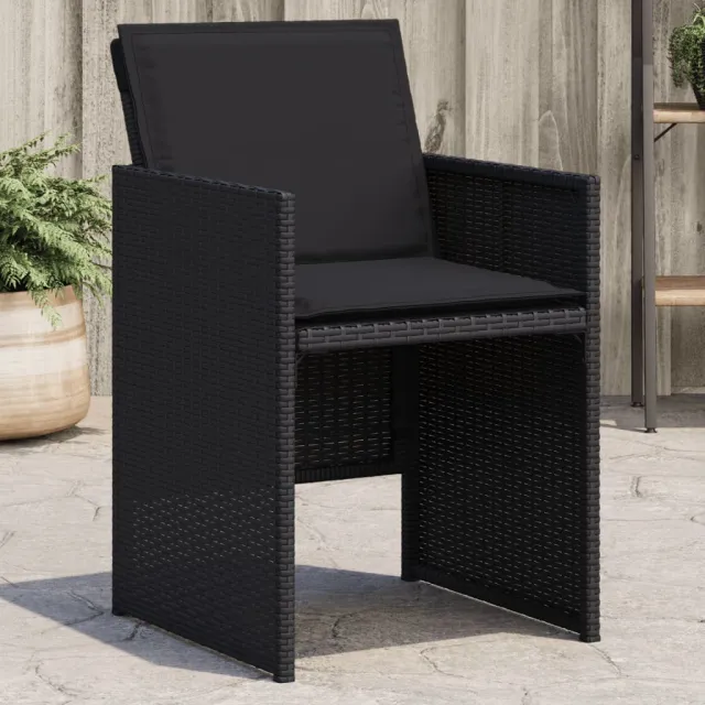 vidaXL Tuinstoelen 4 st met kussens poly rattan zwart