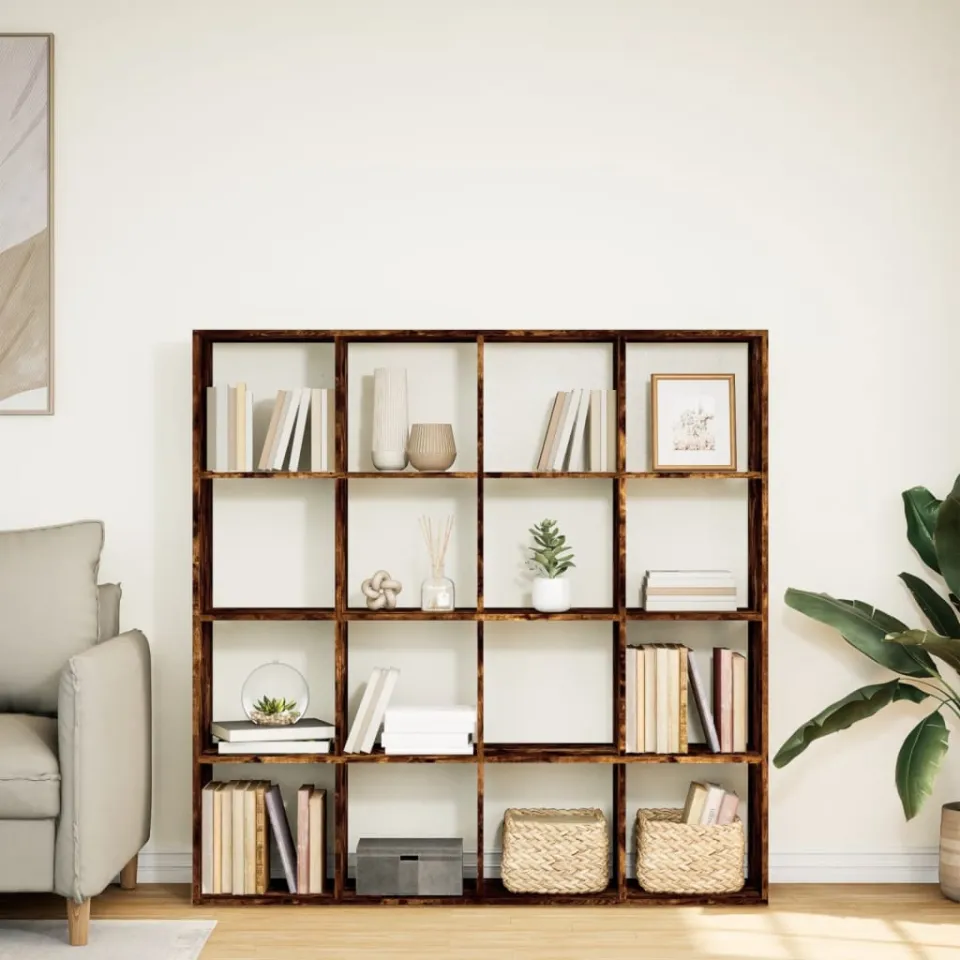 vidaXL Boekenkast 137,5x29x137,5 cm bewerkt hout gerookt eikenkleurig, foto 4