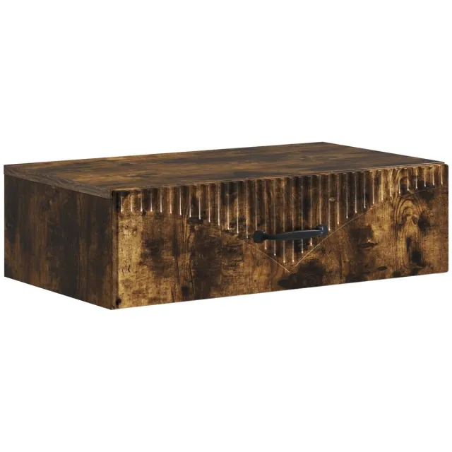 vidaXL Wandgemonteerde - Zijtafel - 59 - x - 34,5 - x - 17 - cm - Bewerkt - hout Gerookt eiken
