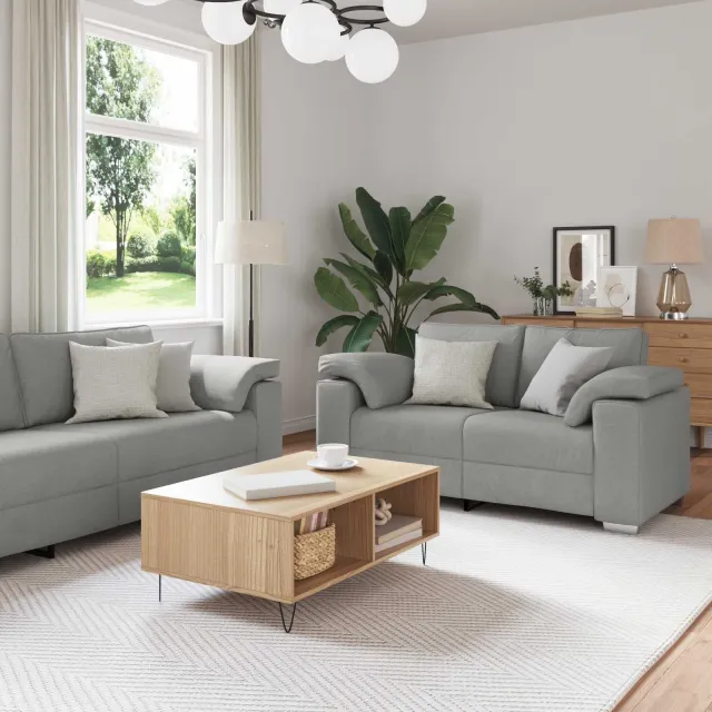 vidaXL Bank 2 st Wolkengrijs Stof