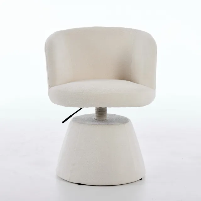 SONNENH Draaibare kuipstoel - Crèmebeige chenille - Verstelbare zithoogte 48,5–64,5 cm - Ronde beklede voet