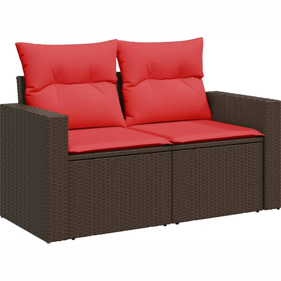 vidaXL 8-delige Loungeset met kussens poly rattan bruin
