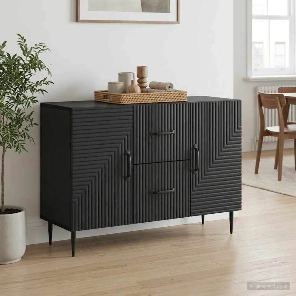 vidaXL Dressoir met lade Zwart 89 x 34,5 x 60 cm Bewerkt hout, foto 3