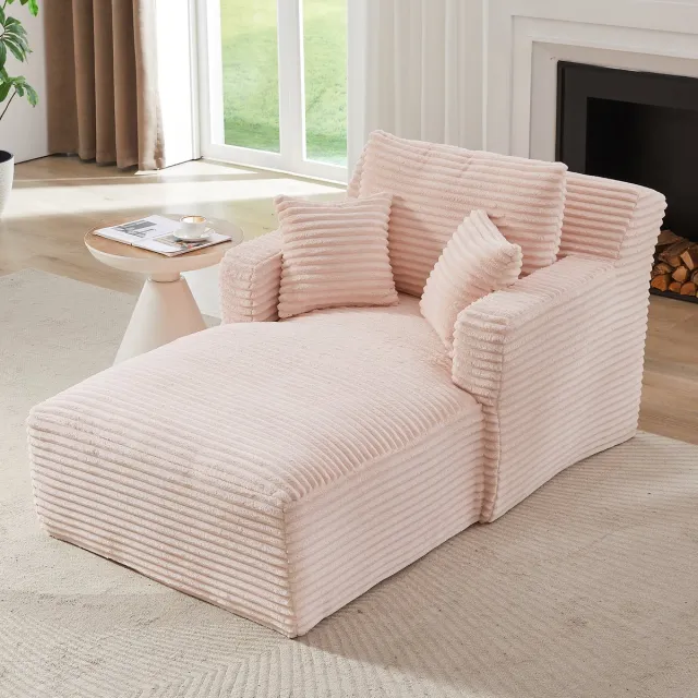 COVREO Chaise longue 166x114x82 cm roze, ribstof zonder montage Pink