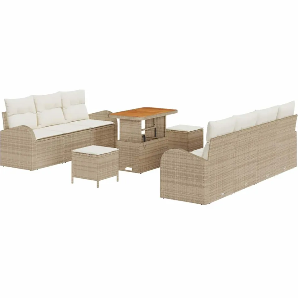 vidaXL Tuinbankenset 10 st Beige poly rattan