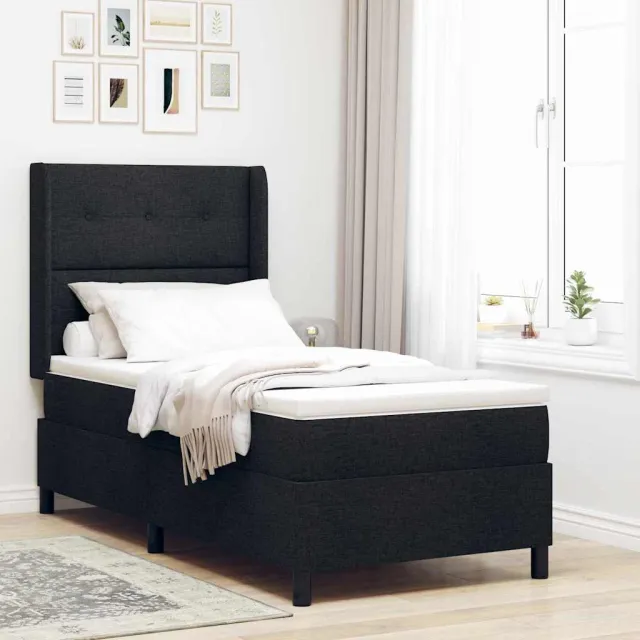 vidaXL Boxspringbed met LED-stripverlichting Zwart 80 x 200 cm Stof