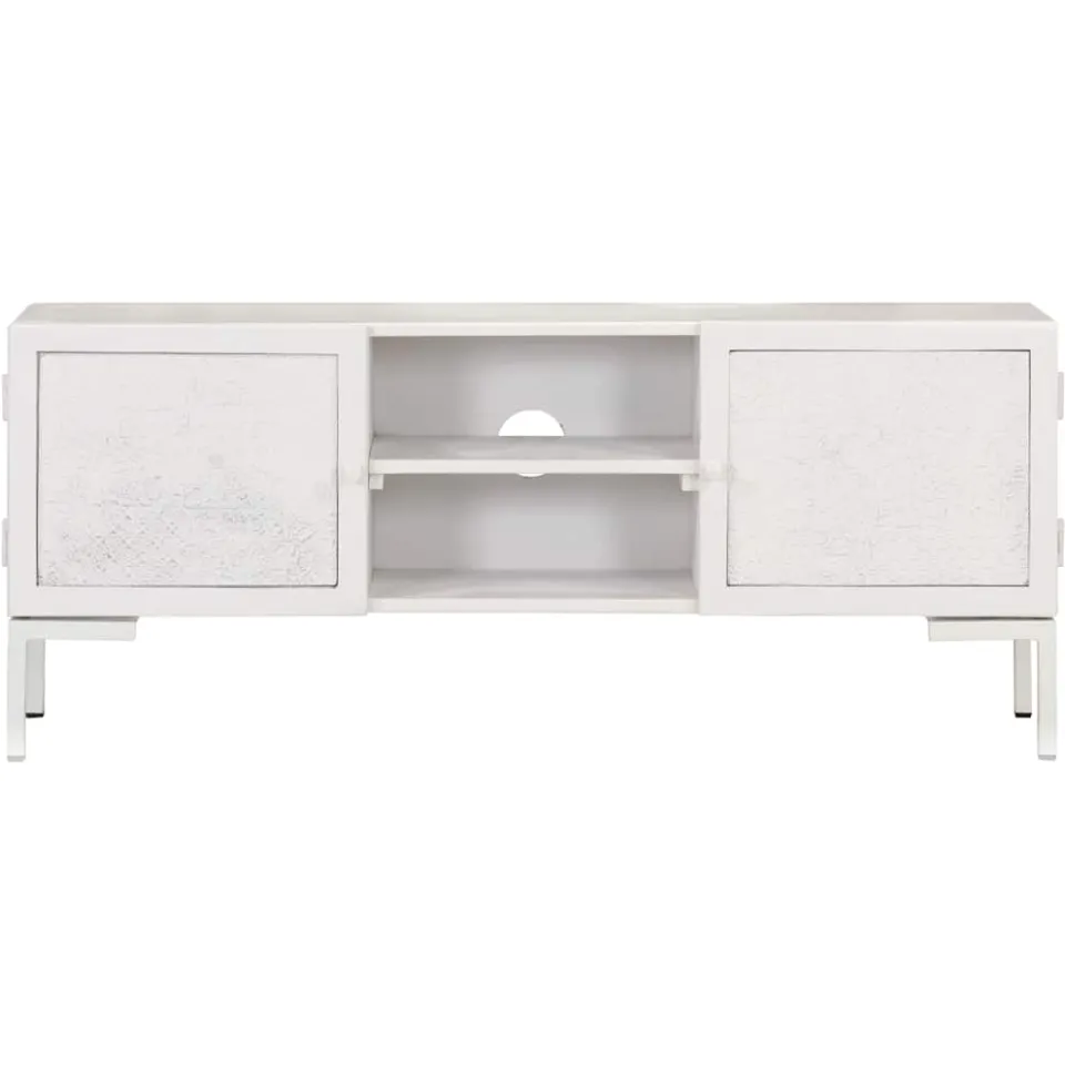 vidaXL Tv-meubel 115x30x46 cm massief mangohout wit, foto 2