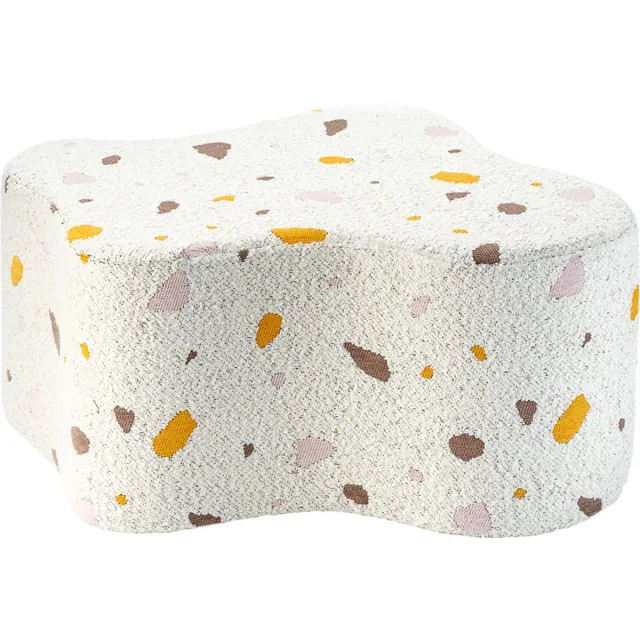 Wigiwama Teddy Cloud Pouffe / Poef - Ø40x25cm - Terrazzo Marble Wit