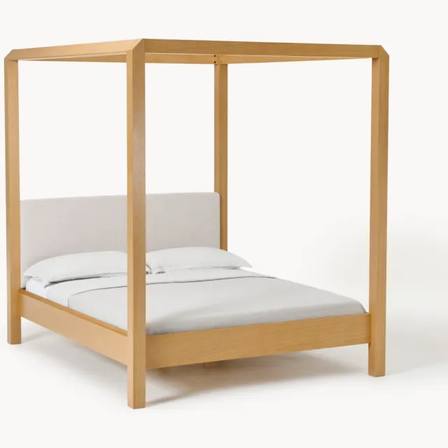 Westwing Collection Houten hemelbed Roy van eikenhout Wit
