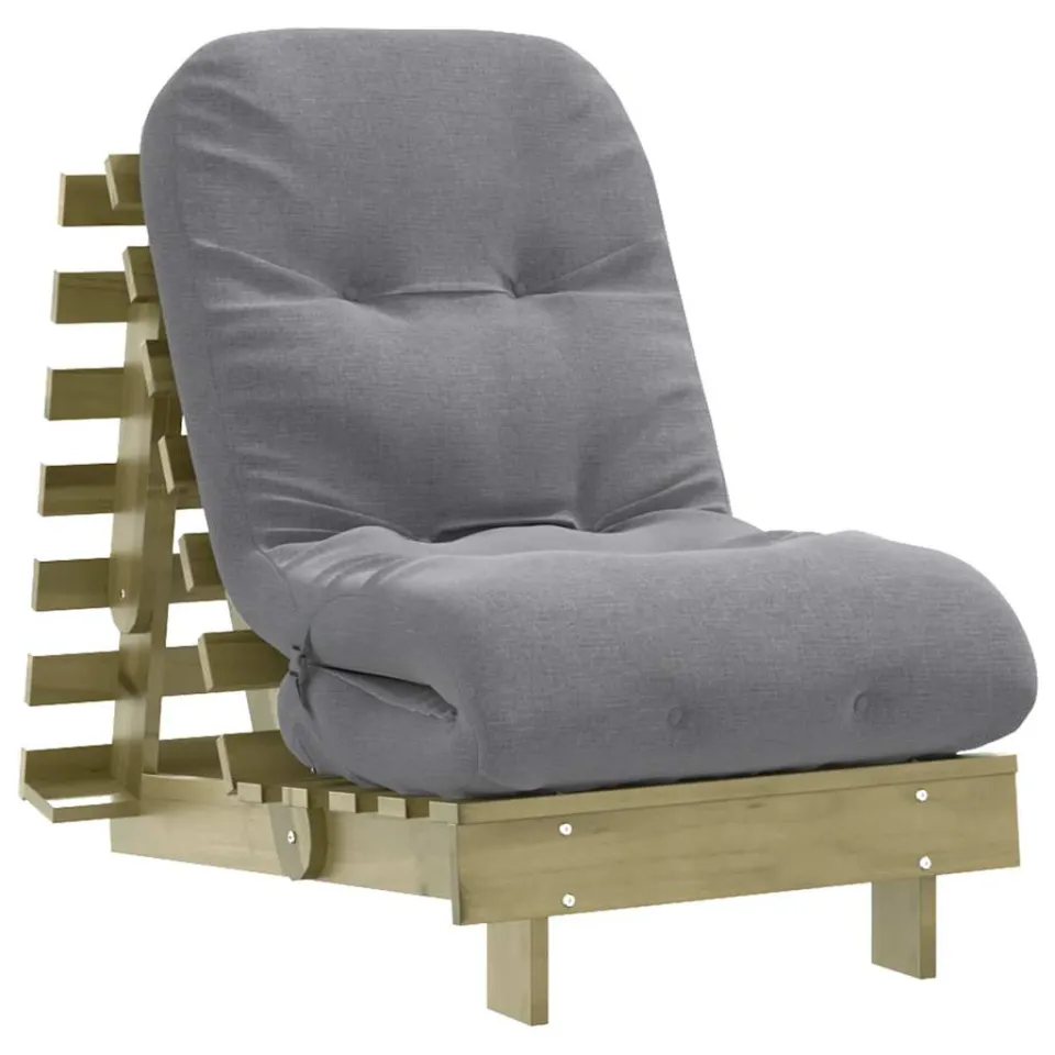 vidaXL Futon slaapbank met matras 60x206x11 cm geïmpregneerd hout bruin, foto 4