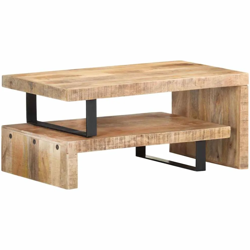 vidaXL 2-delige Salontafelset massief mangohout bruin