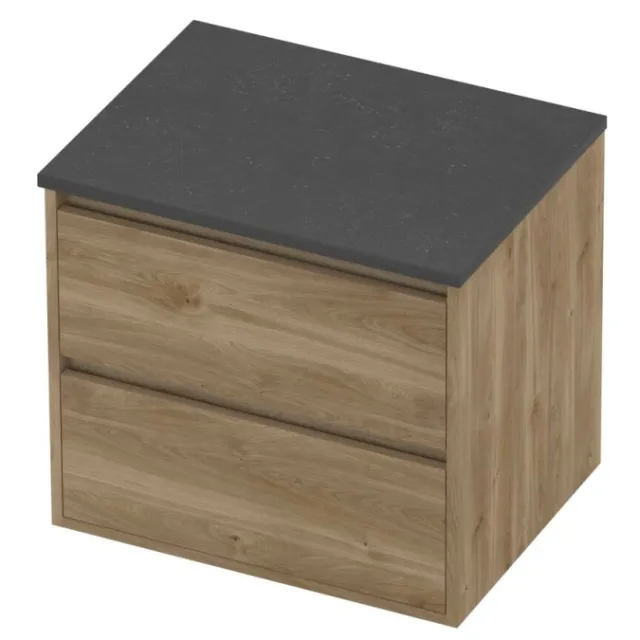 Proline Deck Badmeubelset Hardsteen Greeploos Symmetrisch Kader 60x46x54 cm Blue Stone Cider Oak Eiken