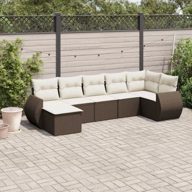 vidaXL 7-delige Loungeset met kussens poly rattan bruin, foto 2