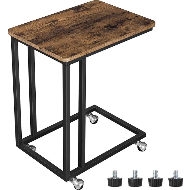 Nancy's Bijzettafel op wielen - Bijzettafels - Vierkant - Industrieel - 50 x 35 x 55 cm Bruin