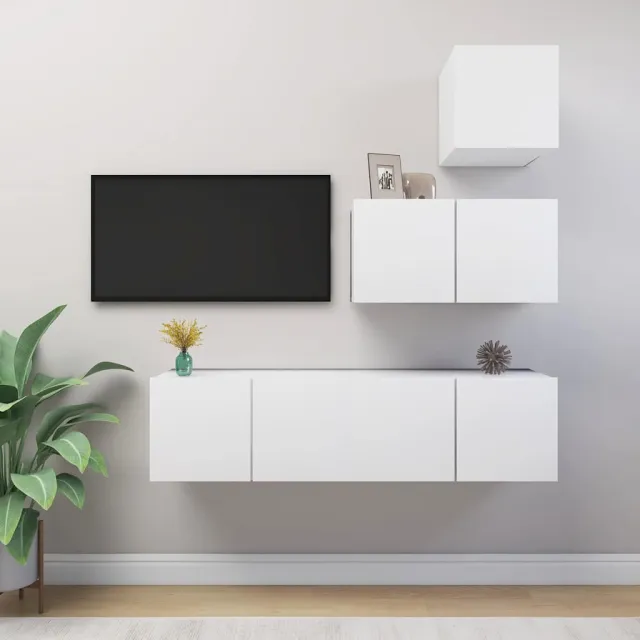 vidaXL 4-delige Tv-meubelset bewerkt hout wit, foto 2
