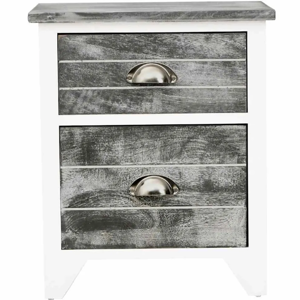 vidaXL Nachtkastje 38x28x45 cm paulowniahout grijs en wit