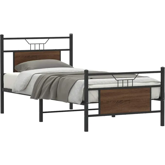 vidaXL Bedframe zonder matras bewerkt hout bruin eikenkleur 90x200 cm
