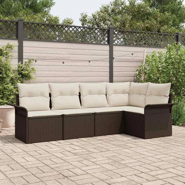 vidaXL Tuin Sofa Set 5 st Bruin poly rattan, foto 2