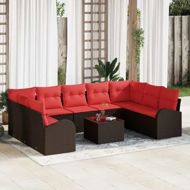 vidaXL Tuin Sofa Set 10 st Bruin poly rattan