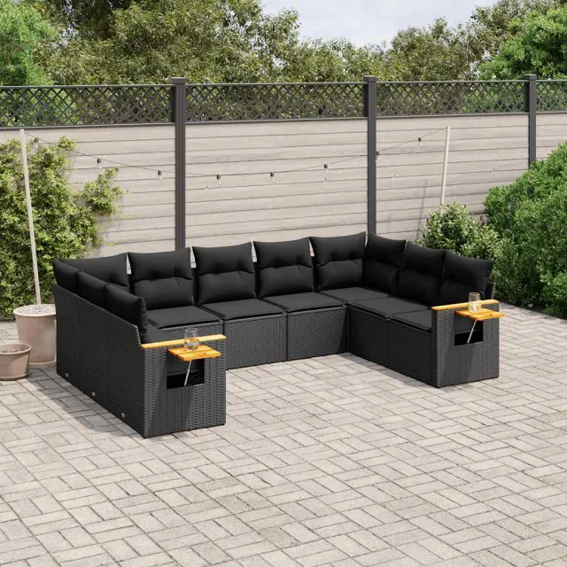 vidaXL Patio Sofa Set 9-zits Black, foto 2