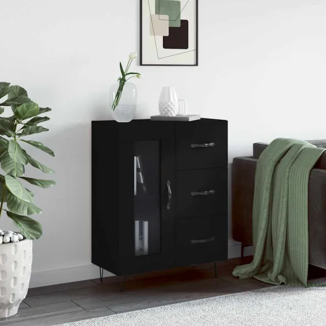 vidaXL Dressoir 69,5x34x90 cm bewerkt hout zwart, foto 2