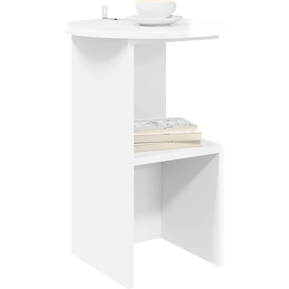 vidaXL Bijzettafel Hoogglans Wit Ø 39,5 x 55 cm Bewerkt hout