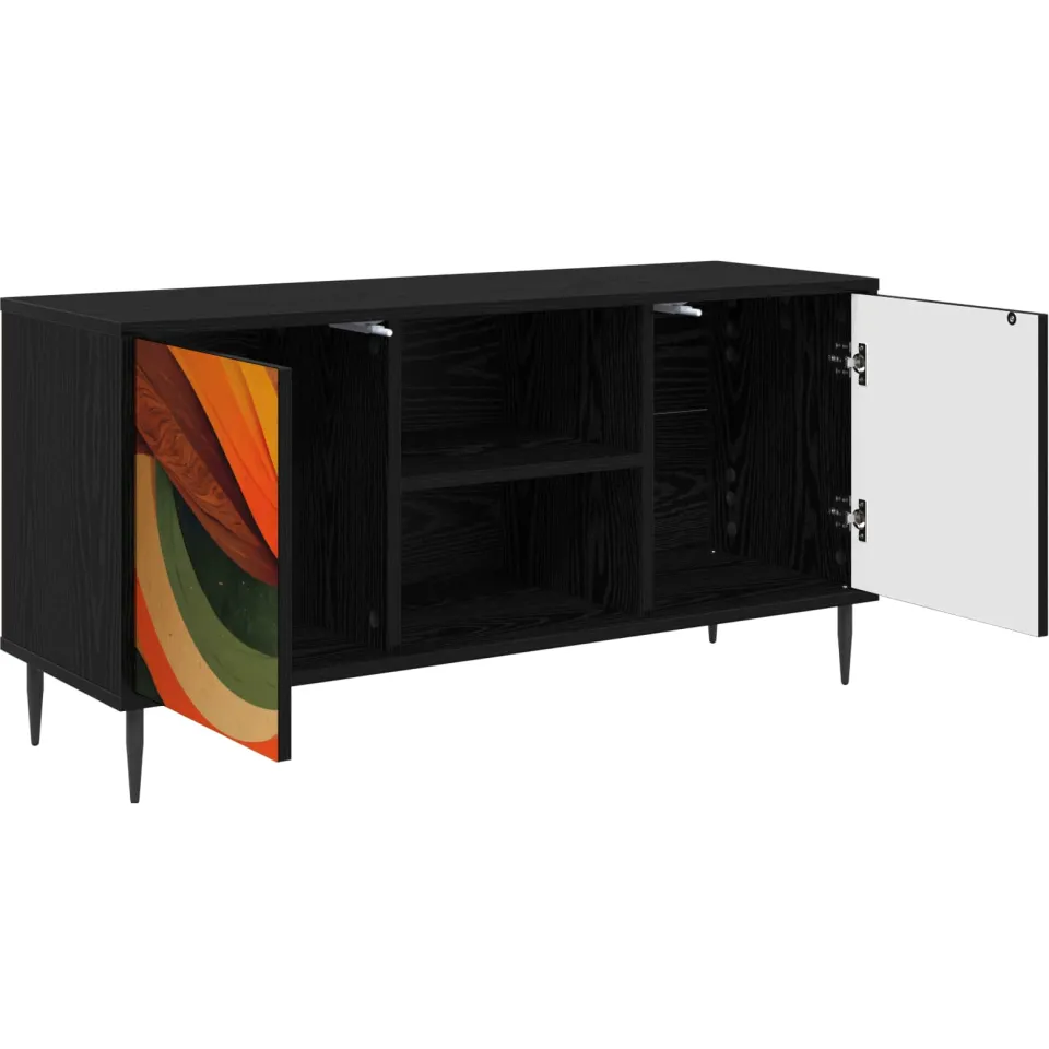 vidaXL Tv-meubel BONN 102 x 33 x 51 cm Zwart eiken Bewerkt hout