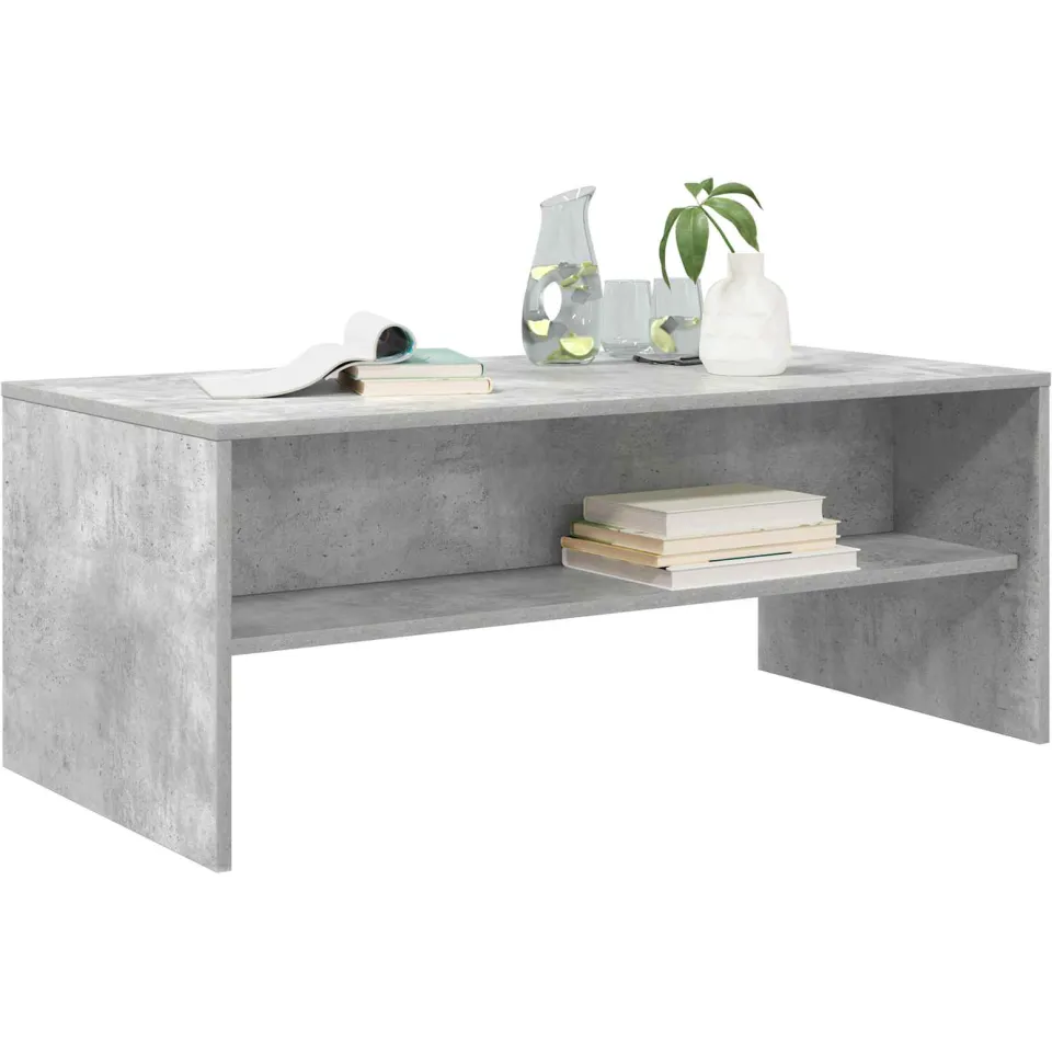 vidaXL Salontafel Beton Grijs 100 x 50 x 40 cm Bewerkt hout