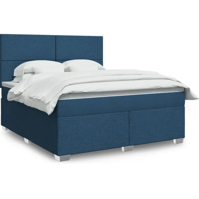 vidaXL Boxspring met matras stof blauw 180x200 cm