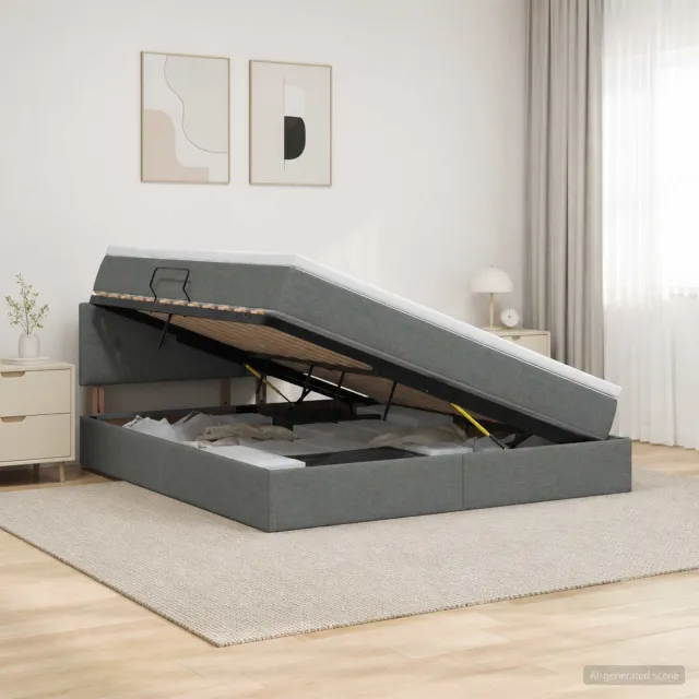vidaXL Opbergbed met matras Donkergrijs 140 x 200 cm fluweel