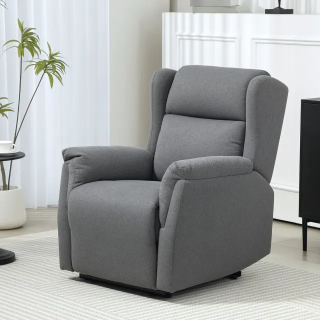 MODENUIT Relaxfauteuil 80 x 94 x 101 cm - Handmatig Verstelbaar Met Voetsteun - Woonkamer En Slaapkamer - Stof - Donkergrijs
