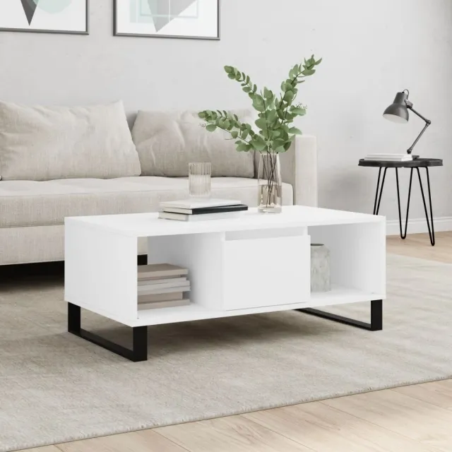 vidaXL Salontafel 90x50x36,5 cm bewerkt hout wit, foto 2