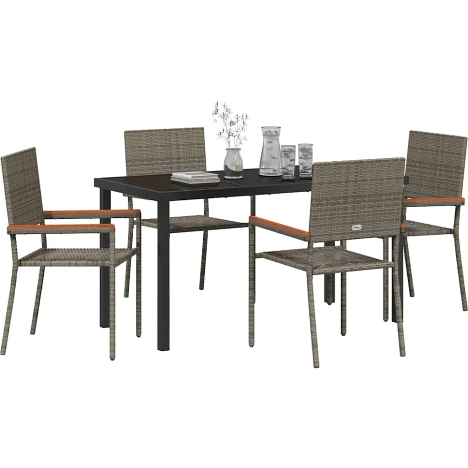 vidaXL Tuin eettafelset 5 st Grijs poly rattan, foto 2
