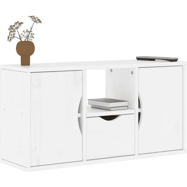 vidaXL Tv-meubel met lade ODDA 79x24x40 cm massief grenenhout wit