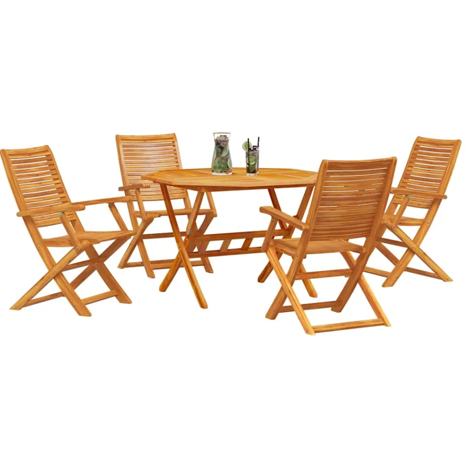 vidaXL Tuin eettafelset 5 st Bruin Massief Acaciahout