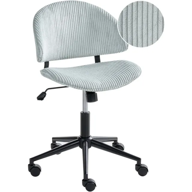 Beliani KIANA - Bureaustoel - Lichtblauw - Corduroy