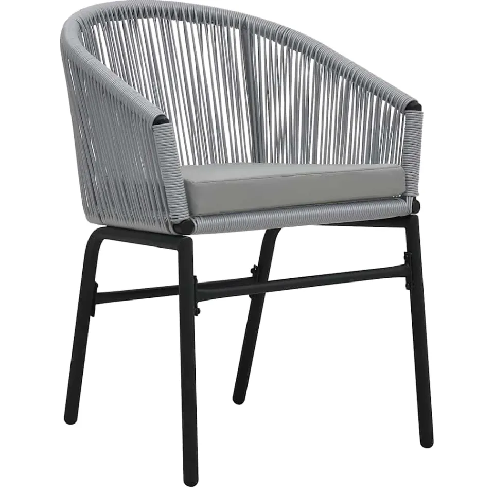 vidaXL 3-delige Bistroset met kussens PE-rattan grijs, foto 4
