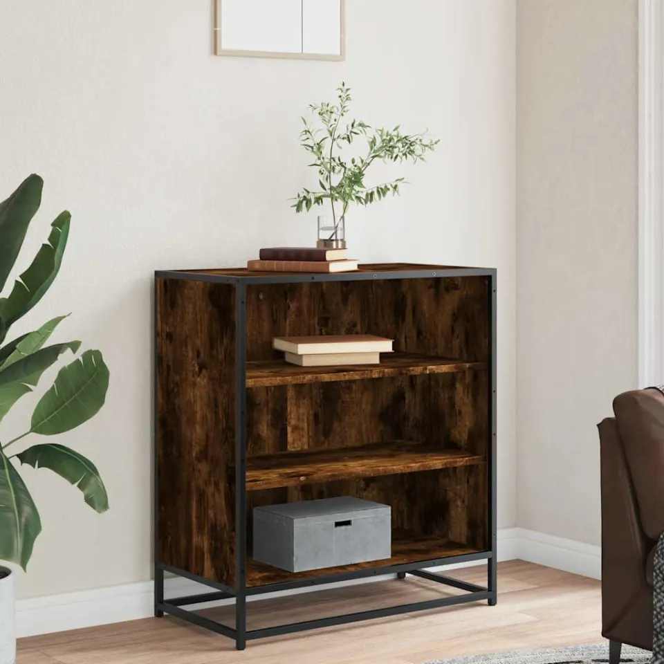 vidaXL Dressoir 68x35x76 cm bewerkt hout en metaal gerookt eiken, foto 2