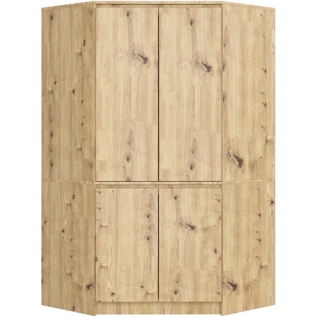 Akord Hoekkast S100 / Kleidingkast met 4 Deuren / AKORD Furniture Factory / Artisan Eik / 100 x 180 x 50 cm