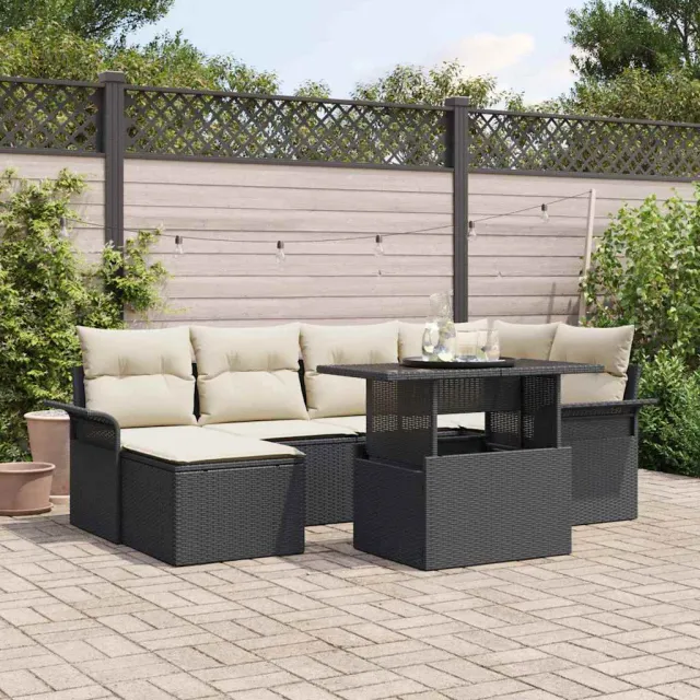 vidaXL Tuin Sofa Set 7 st Zwart Poly riet, foto 2
