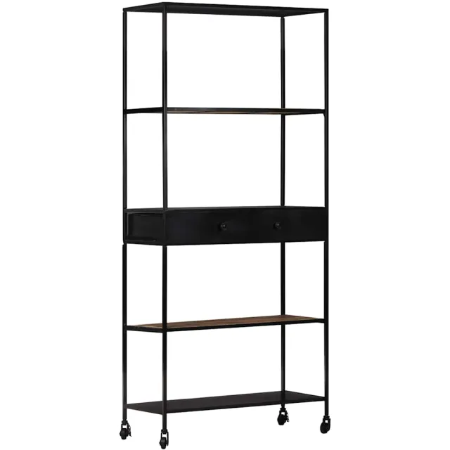 vidaXL Boekenkast 80x35x180 cm ruw mangohout en ijzer Bruin
