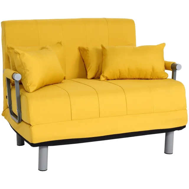 MCW Fauteuil slaapbank MCW-K29, inklapbare fauteuil slaapbank logeerbed, ligvlak 186x97cm stof (270g/m²) ~ geel