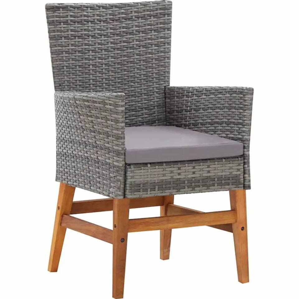 vidaXL 7-delige Tuinset poly rattan en acaciahout grijs, foto 4