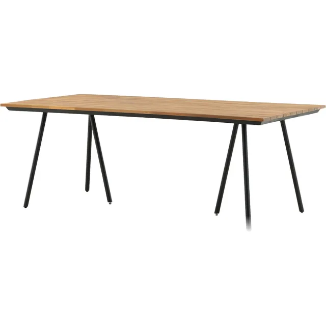 Nest outdoor Josua Tuintafel Zwart - Staal - Met Houten Blad - Terras - Buitentafel - 6 Personen - 200 x 100 cm