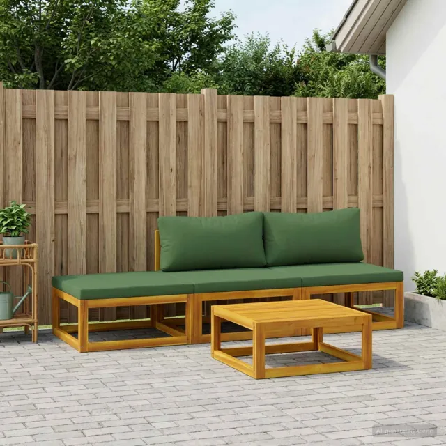 vidaXL Bankstel 4 st Naturel Massief Acaciahout Groen
