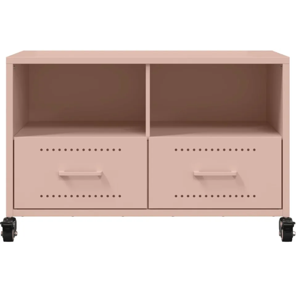 vidaXL Tv-meubel 68x39x43,5 cm staal roze, foto 4