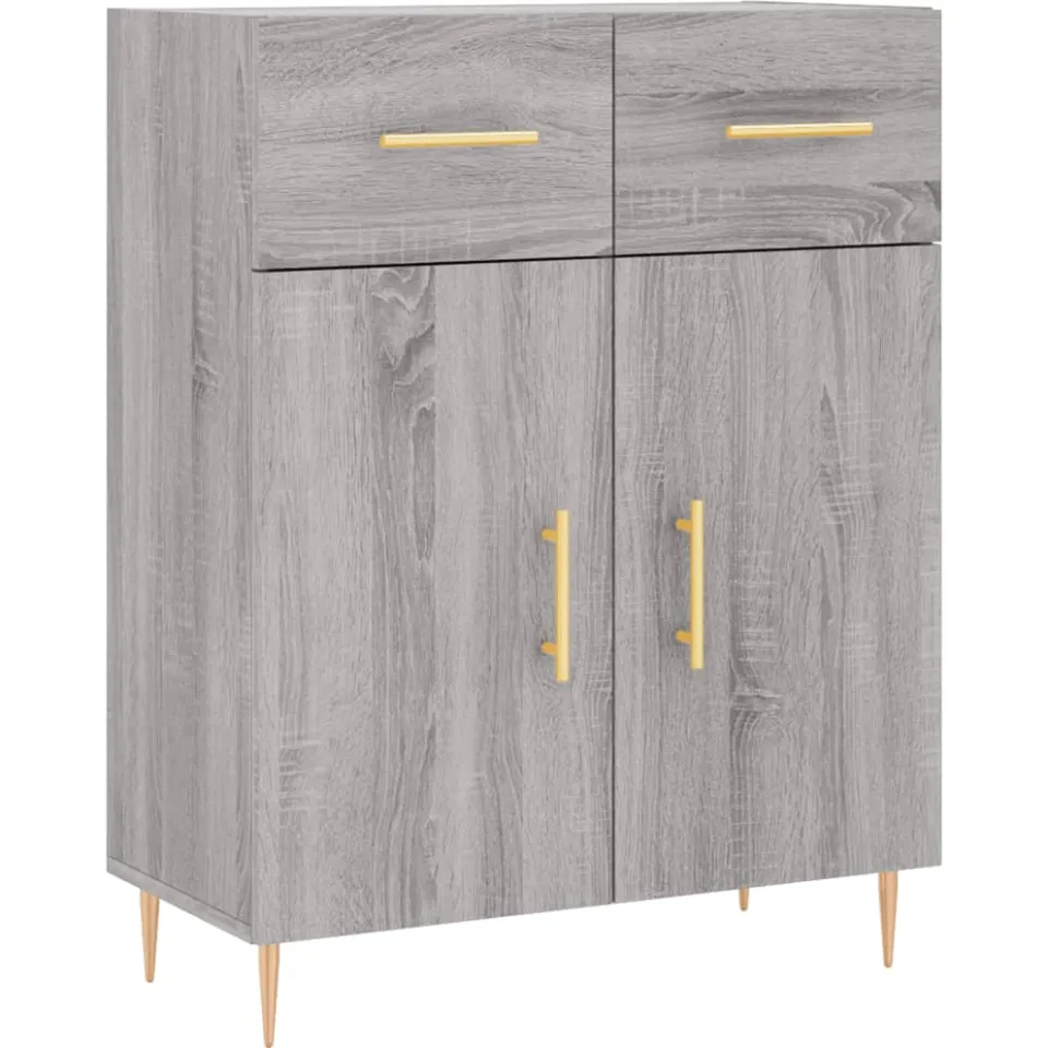 vidaXL Dressoir 69,5x34x90 cm bewerkt hout grijs sonoma eikenkleurig, foto 3