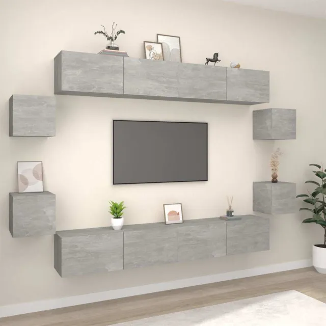 vidaXL 8-delige Tv-meubelset bewerkt hout betongrijs grijs, foto 2
