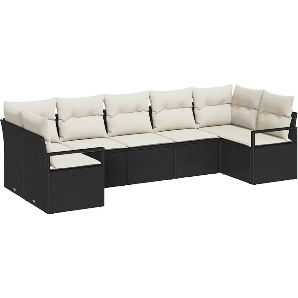 vidaXL Bankstel 7 st Zwart poly rattan, foto 4