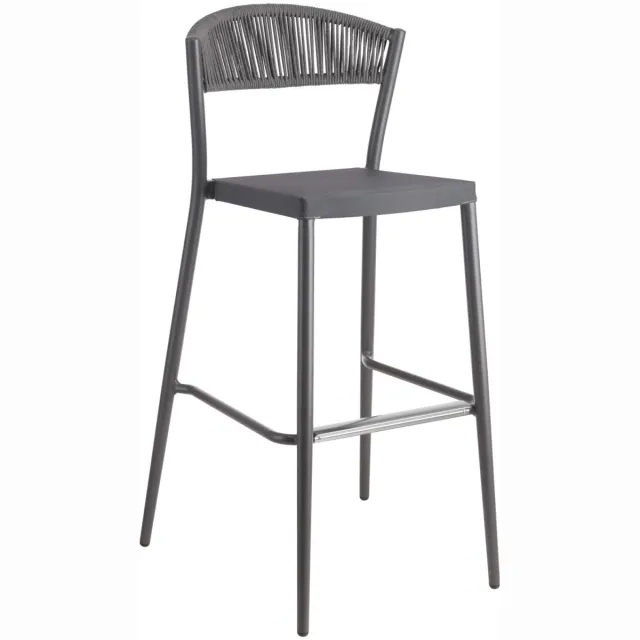 Vega 2x VEGA Barstoel voor buiten Amelia; 56x55x112.5 cm (BxDxH); antraciet; 2 stuk / verpakking